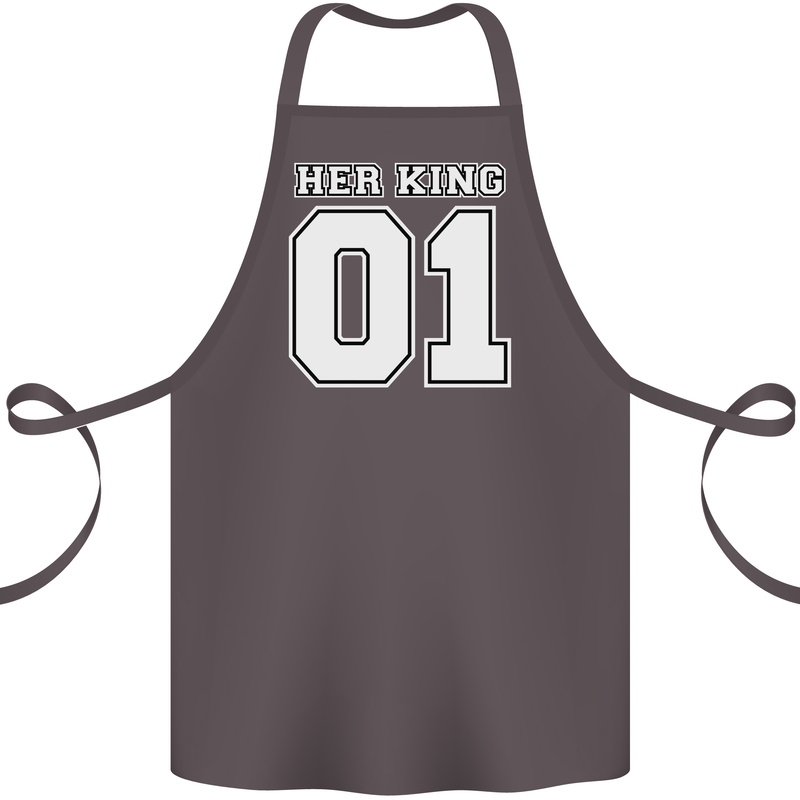 Her King Funny Wedding Anniversary Cotton Apron 100% Organic Dark Grey