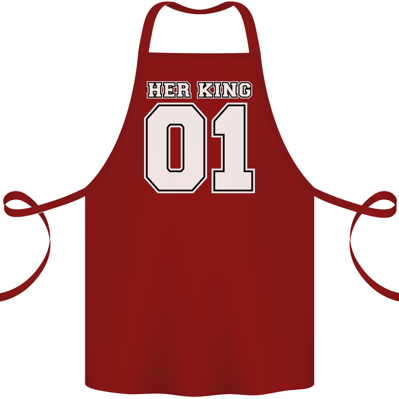 Her King Funny Wedding Anniversary Cotton Apron 100% Organic Maroon