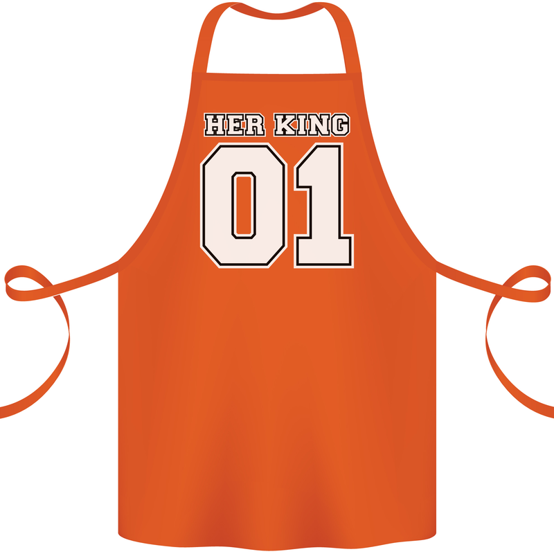 Her King Funny Wedding Anniversary Cotton Apron 100% Organic Orange