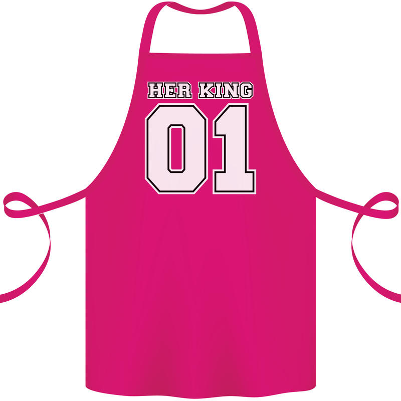 Her King Funny Wedding Anniversary Cotton Apron 100% Organic Pink