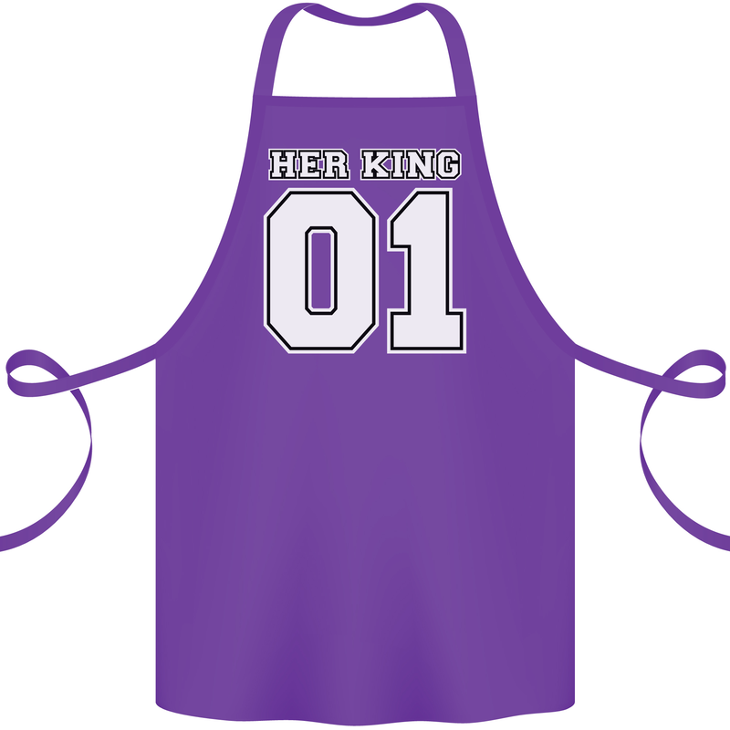 Her King Funny Wedding Anniversary Cotton Apron 100% Organic Purple