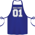 Her King Funny Wedding Anniversary Cotton Apron 100% Organic Royal Blue