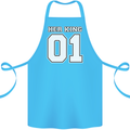 Her King Funny Wedding Anniversary Cotton Apron 100% Organic Turquoise