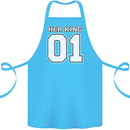 Her King Funny Wedding Anniversary Cotton Apron 100% Organic Turquoise