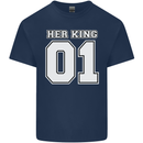 Her King Funny Wedding Anniversary Kids T-Shirt Childrens Navy Blue