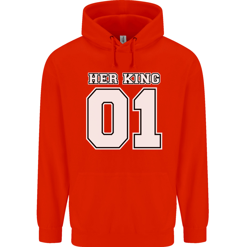 Her King Funny Wedding Anniversary Mens 80% Cotton Hoodie Bright Red