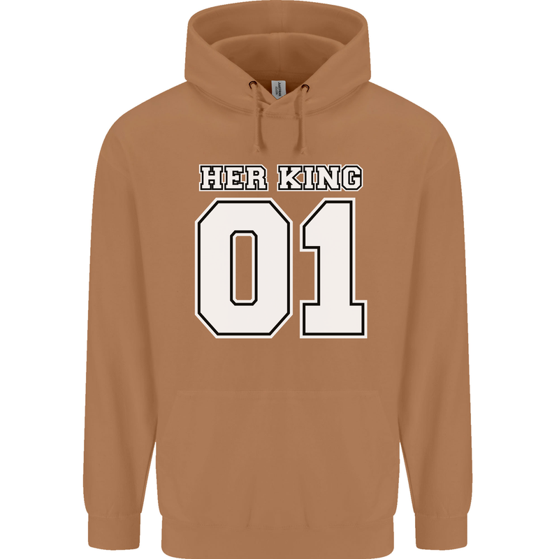 Her King Funny Wedding Anniversary Mens 80% Cotton Hoodie Caramel Latte