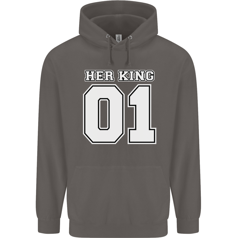 Her King Funny Wedding Anniversary Mens 80% Cotton Hoodie Charcoal