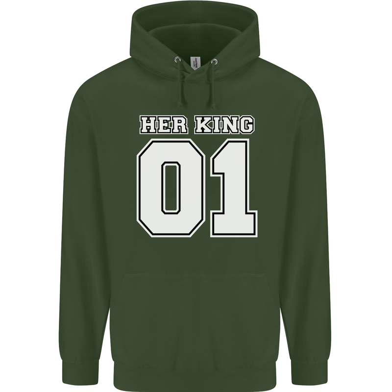 Her King Funny Wedding Anniversary Mens 80% Cotton Hoodie Forest Green