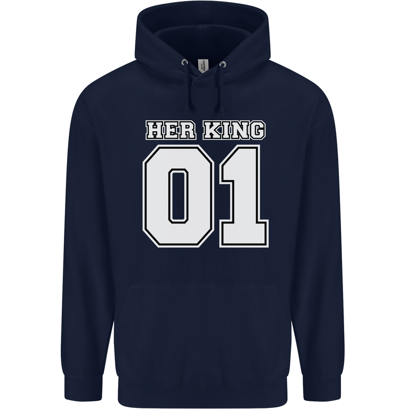 Her King Funny Wedding Anniversary Mens 80% Cotton Hoodie Navy Blue