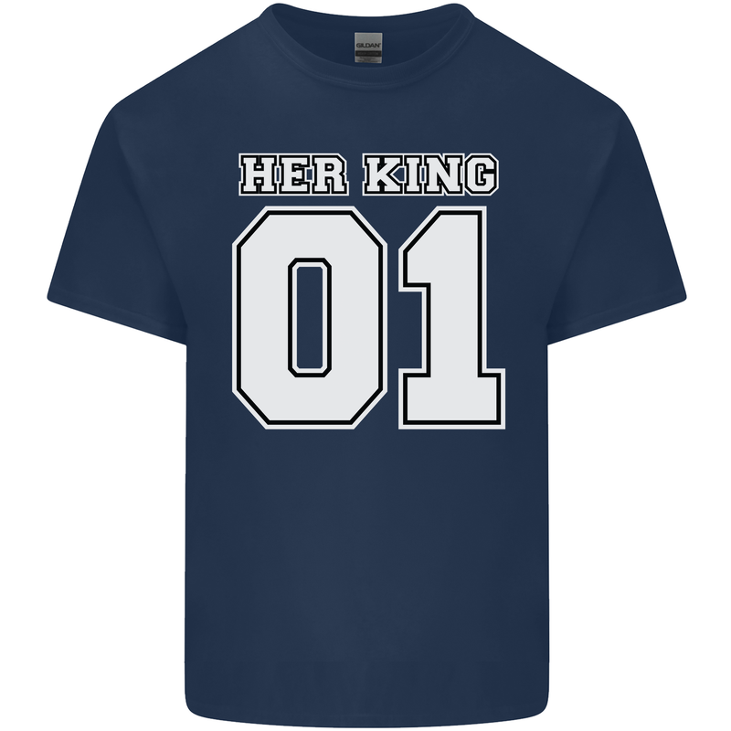 Her King Funny Wedding Anniversary Mens Cotton T-Shirt Tee Top Navy Blue