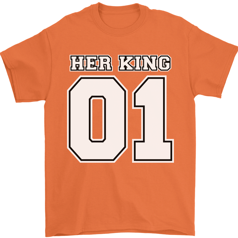 Her King Funny Wedding Anniversary Mens T-Shirt 100% Cotton Orange