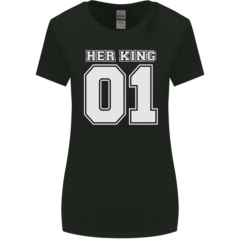 Her King Funny Wedding Anniversary Womens Wider Cut T-Shirt Black