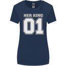 Her King Funny Wedding Anniversary Womens Wider Cut T-Shirt Navy Blue