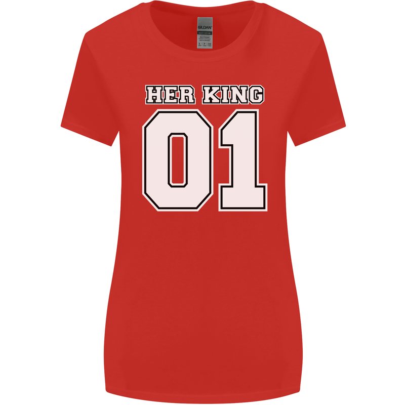 Her King Funny Wedding Anniversary Womens Wider Cut T-Shirt Red