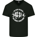 Here Because You Broke Something Mechanic Mens V-Neck Cotton T-Shirt Black