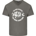 Here Because You Broke Something Mechanic Mens V-Neck Cotton T-Shirt Charcoal