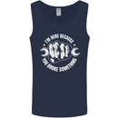 Here Because You Broke Something Mechanic Mens Vest Tank Top Navy Blue