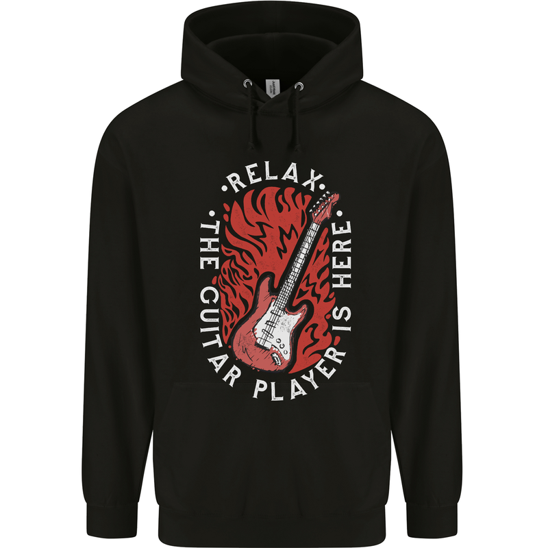 Here Comes the Guitar Player Guitarist Childrens Kids Hoodie Black