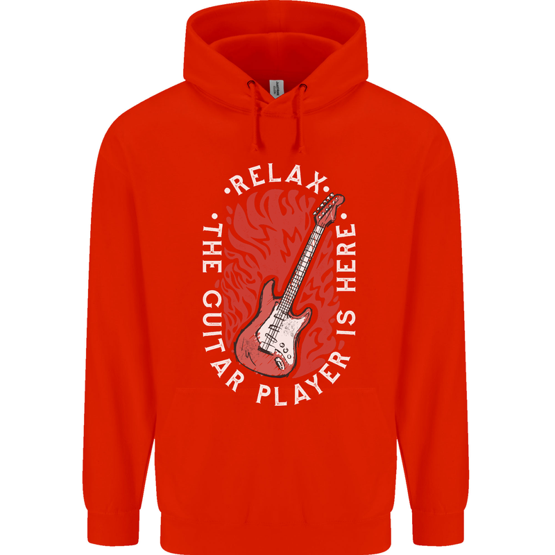 Here Comes the Guitar Player Guitarist Childrens Kids Hoodie Bright Red