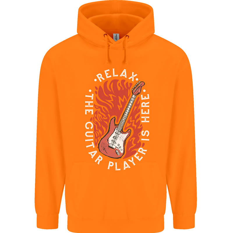 Here Comes the Guitar Player Guitarist Childrens Kids Hoodie Orange