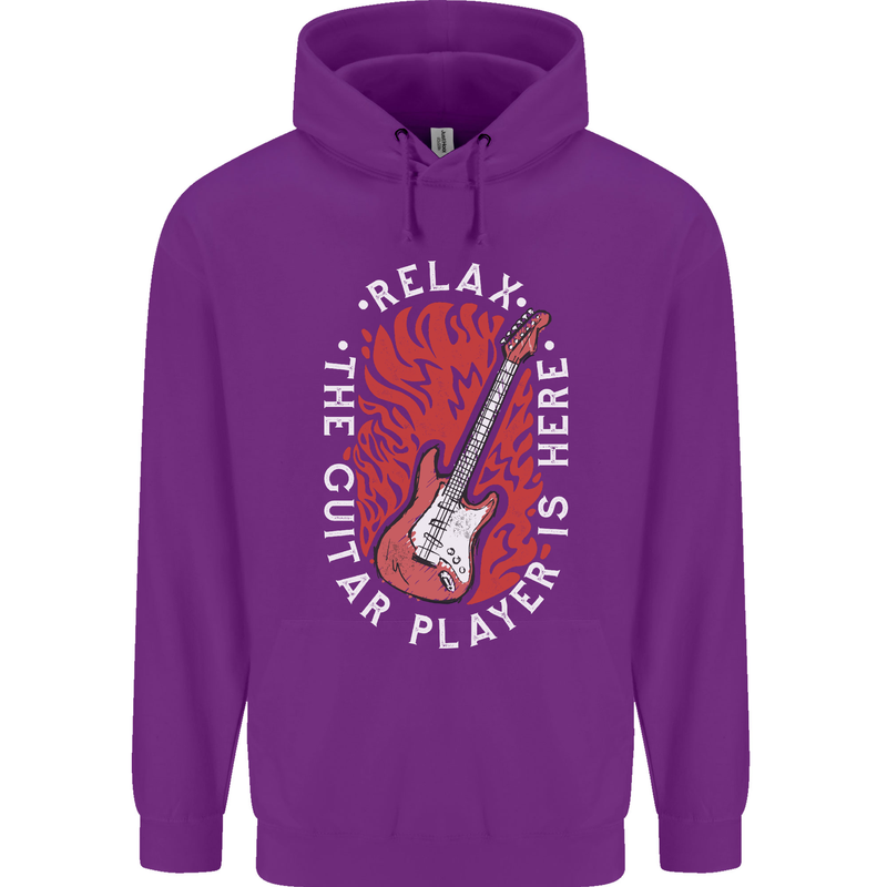 Here Comes the Guitar Player Guitarist Childrens Kids Hoodie Purple