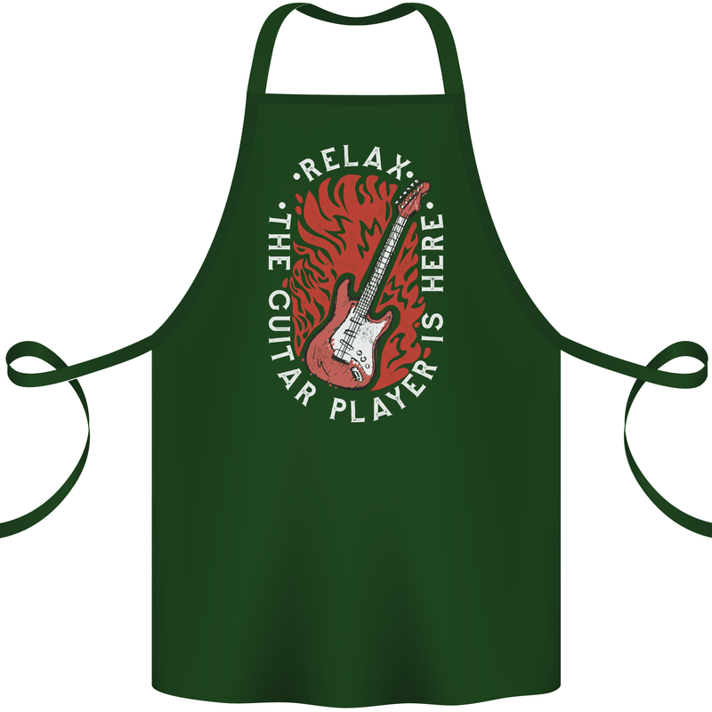 Here Comes the Guitar Player Guitarist Cotton Apron 100% Organic Forest Green