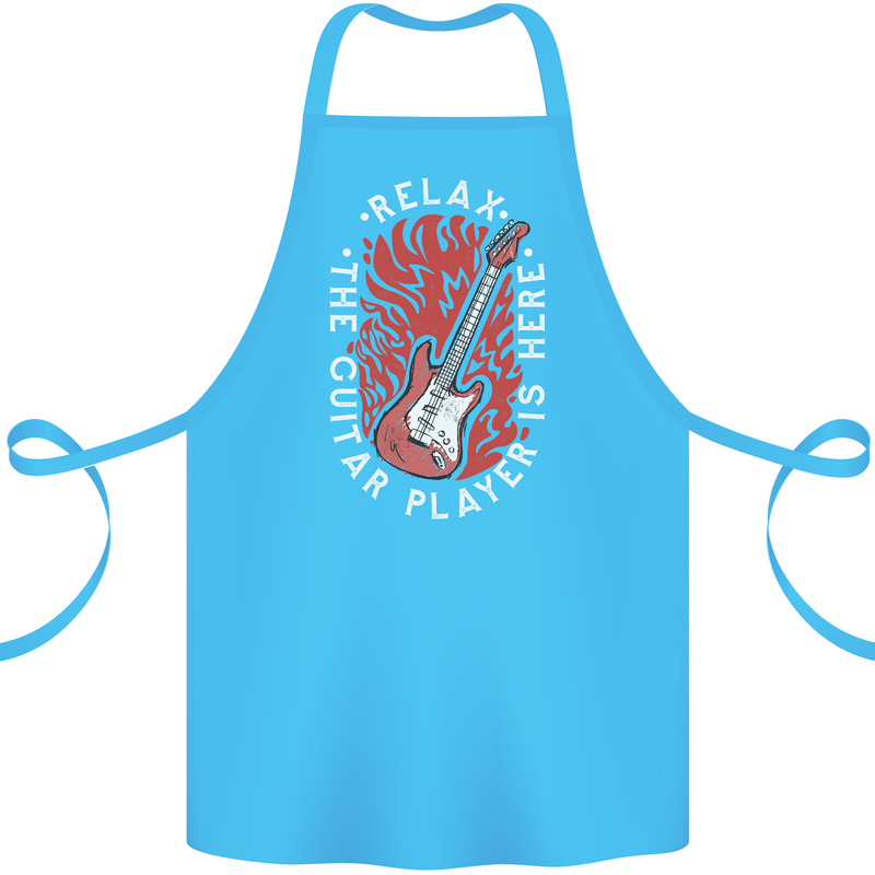 Here Comes the Guitar Player Guitarist Cotton Apron 100% Organic Turquoise