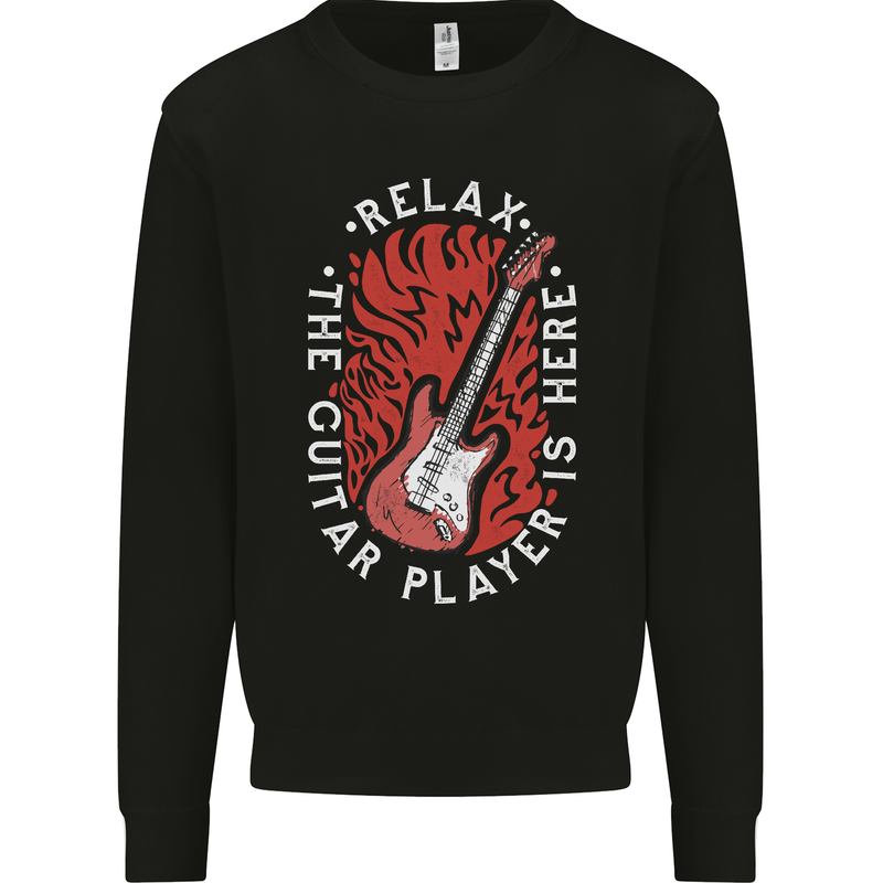 Here Comes the Guitar Player Guitarist Kids Sweatshirt Jumper Black