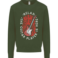 Here Comes the Guitar Player Guitarist Kids Sweatshirt Jumper Forest Green