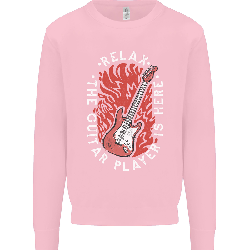 Here Comes the Guitar Player Guitarist Kids Sweatshirt Jumper Light Pink