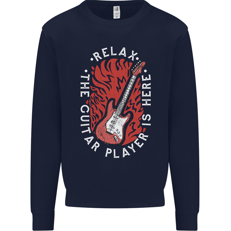 Here Comes the Guitar Player Guitarist Kids Sweatshirt Jumper Navy Blue