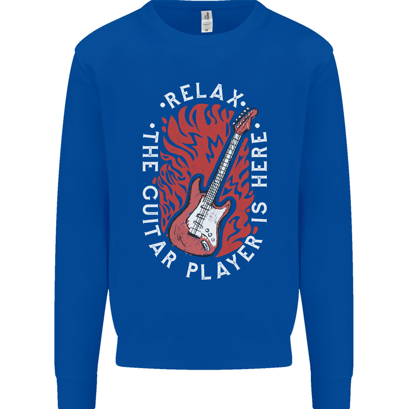 Here Comes the Guitar Player Guitarist Kids Sweatshirt Jumper Royal Blue