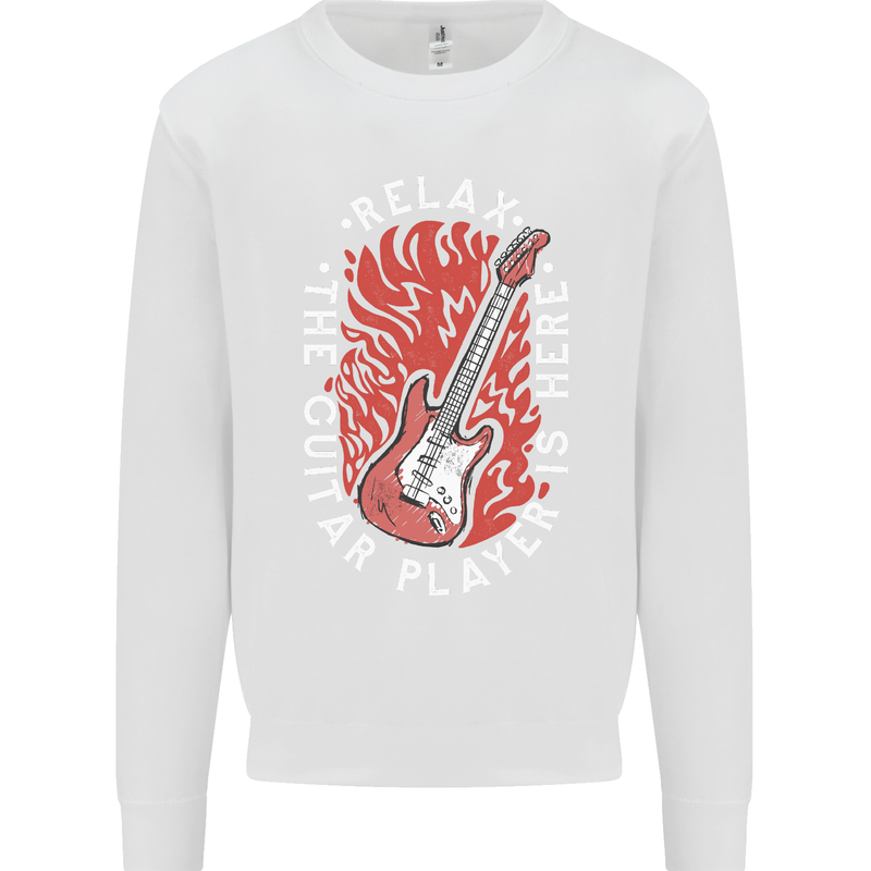 Here Comes the Guitar Player Guitarist Kids Sweatshirt Jumper White