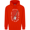 Here Comes the Guitar Player Guitarist Mens 80% Cotton Hoodie Bright Red