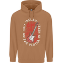 Here Comes the Guitar Player Guitarist Mens 80% Cotton Hoodie Caramel Latte