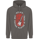 Here Comes the Guitar Player Guitarist Mens 80% Cotton Hoodie Charcoal