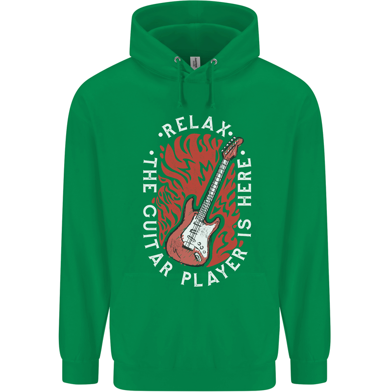 Here Comes the Guitar Player Guitarist Mens 80% Cotton Hoodie Irish Green