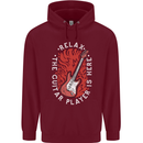 Here Comes the Guitar Player Guitarist Mens 80% Cotton Hoodie Maroon