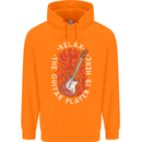 Here Comes the Guitar Player Guitarist Mens 80% Cotton Hoodie Orange