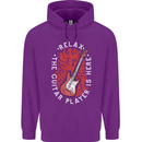 Here Comes the Guitar Player Guitarist Mens 80% Cotton Hoodie Purple