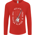 Here Comes the Guitar Player Guitarist Mens Long Sleeve T-Shirt Red