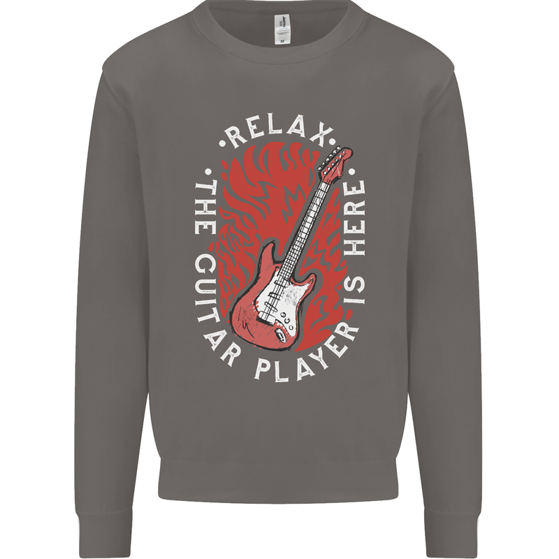 Here Comes the Guitar Player Guitarist Mens Sweatshirt Jumper Charcoal