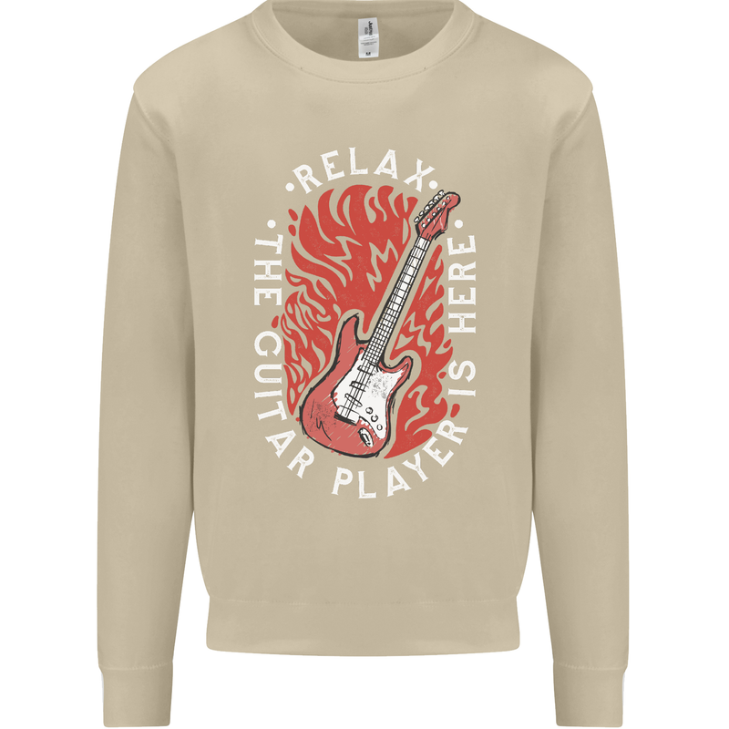 Here Comes the Guitar Player Guitarist Mens Sweatshirt Jumper Sand