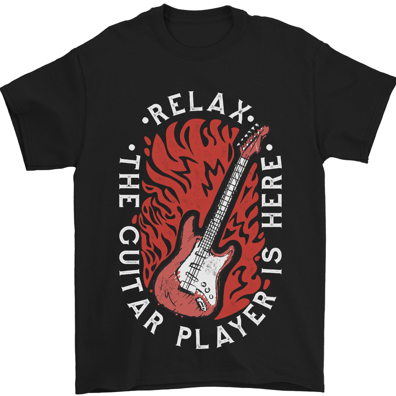Here Comes the Guitar Player Guitarist Mens T-Shirt Cotton Gildan Black