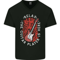 Here Comes the Guitar Player Guitarist Mens V-Neck Cotton T-Shirt Black