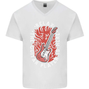 Here Comes the Guitar Player Guitarist Mens V-Neck Cotton T-Shirt White