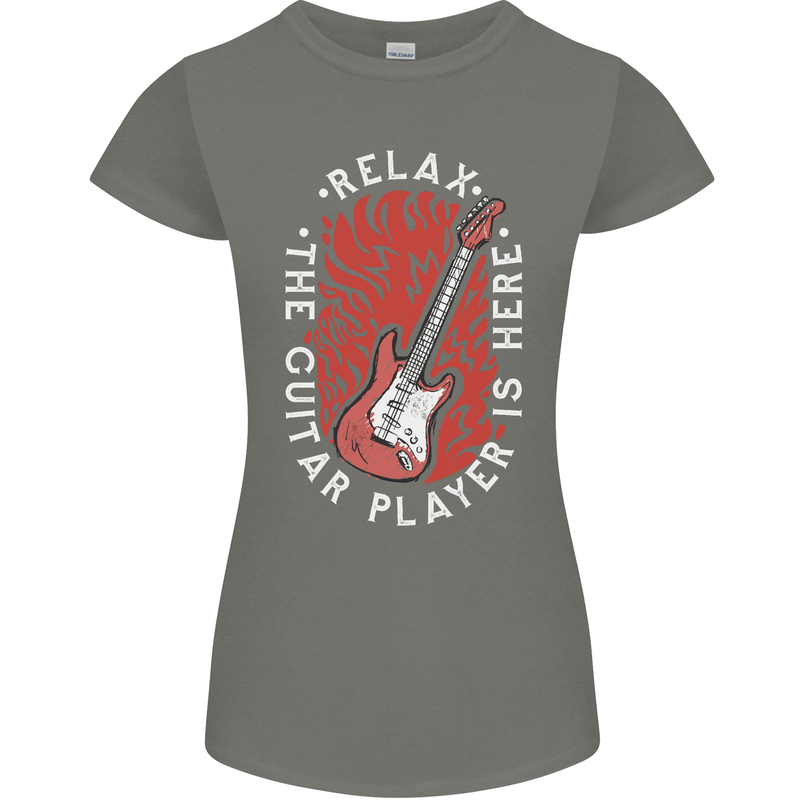 Here Comes the Guitar Player Guitarist Womens Petite Cut T-Shirt Charcoal