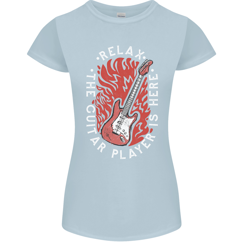 Here Comes the Guitar Player Guitarist Womens Petite Cut T-Shirt Light Blue