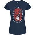 Here Comes the Guitar Player Guitarist Womens Petite Cut T-Shirt Navy Blue